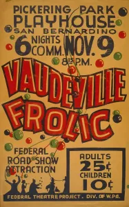 Vaudeville Prints: Poster showing revelers at a party and announcing a Vaudeville revue