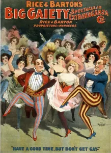 Vaudeville Prints: Poster for Vaudeville troupe, Rice and Barton's Big Gaiety Spectacular Extravaganza'