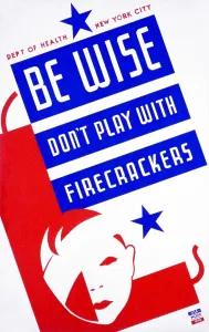 Graphic Design Prints: Poster warning of the dangers of playing with firecrackers