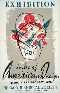 Depression Prints: Poster for WPA exhibition of 'Index of American Design' at the Chicago Historical Society
