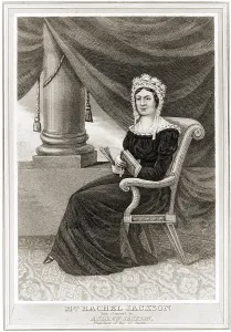 Presidents Wives Prints: Posthumous popular print of Rachel Jackson wife of President Andrew Jackson who died shortly after he was elected
