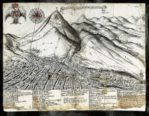 Bolivia Prints: Potos (1758). Etching. BOLIVIA