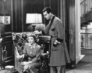 Worried Prints: PRACTICALLY YOURS, from left: Claudette Colbert, Fred MacMurray, 1944