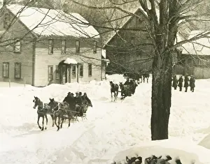 Farms Prints: Pres. Calvin Coolidge traveling by sled to his home in Plymouth Notch
