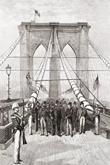 Parade Prints: Pres. Chester Arthur and Mayor Franklin Edson led the opening crossing of the Brooklyn Bridge