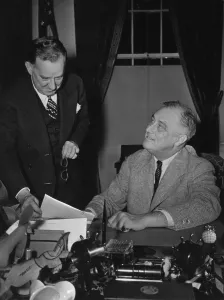 Democratic Prints: Pres. Franklin Roosevelt and Press Sec
