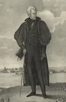Elected Prints: President Andrew Jackson, in full-length portrait standing in a landscape