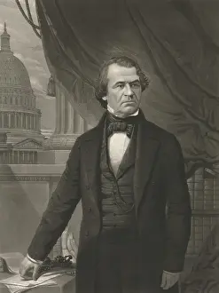 Office Prints: President Andrew Johnson in portrait engraving by William Sartain, 1865 (BSLOC_2019_5_100)