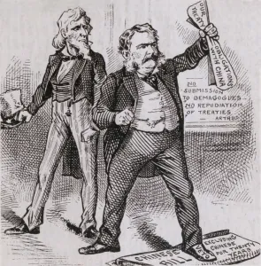 Labor Movement Prints: President Arthur, vetoed the 1882 bill forbidding immigration of laborers from China for 20 years