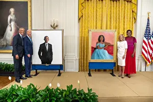 Obama Prints: Former President Barack Obama and former First Lady Michelle Obama preview their official portraits