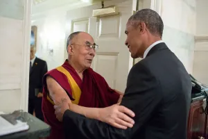 2017 Prints: President Barack Obama greets His Holiness