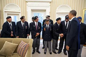 Obama Prints: President Barack Obama greets veterans of the 2nd Ranger Infantry Company