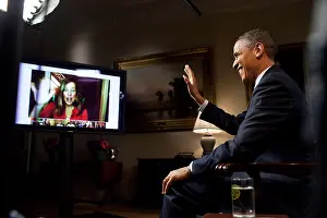 Expression Prints: President Barack Obama is interviewed via YouTube and Google+ at the White House