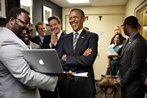 Entertainers Prints: President Barack Obama and Jimmy Fallon before the taping of Late Night with Jimmy Fallon