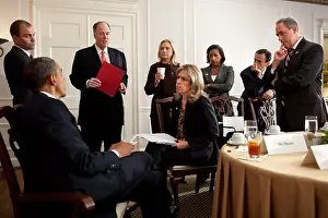Rice Prints: President Barack Obama meets with advisors before a meeting with PM David Cameron of Britain