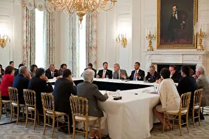At Table Prints: President Barack Obama meets with members of the Congressional Hispanic Caucus