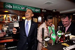 Irish Prints: President Barack Obama and Michelle at Ollie Hayes pub in Moneygall