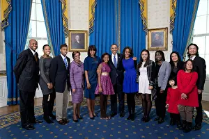 Ladies Prints: President Barack Obama with his multi-ethnic extended family, Jan 20, 2013