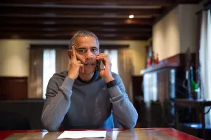 2017 Prints: President Barack Obama on the phone with FEMAs Craig Fugate during Hurricane Matthew