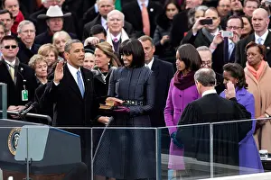 Inauguration Prints: President Barack Obama during the public inaugural swearing-in ceremony