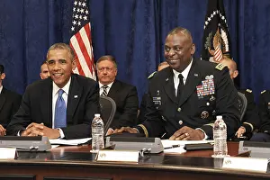 Obama Prints: President Barack Obama receives a briefing from Army Gen