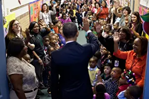 Camera Prints: President Barack Obama says goodbye to students at the Yeadon Regional Head Start Center