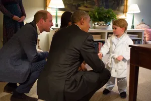 2017 Prints: President Barack Obama shakes hands with Prince George