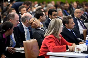 Libya Prints: President Barack Obama talks with National Security Advisor Tom Donilon and Susan Rice