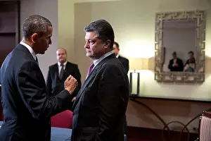 Ukraine Prints: President Barack Obama talks with President-elect Petro Poroshenko of Ukraine