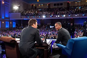 Entertainers Prints: President Barack Obama during a taping of Late Night With Jimmy Fallon'