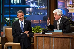 Entertainers Prints: President Barack Obama on The Tonight Show with Jay Leno TV show