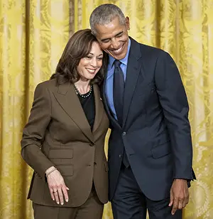 Obama Prints: Former President Barack Obama with Vice President Kamala Harris after President Biden signing his second executive