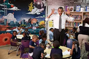 Obama Prints: President Barack Obama visits a pre-kindergarten classroom in Baltimore