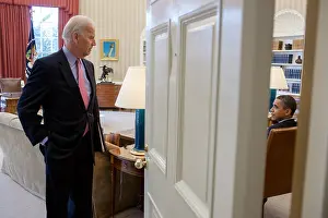 Presidential Ambitions Prints: President Barack Obama and VP Joe Biden talk following an Oval Office meeting