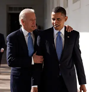 Suits Prints: President Barack Obama walks with Vice President Joe Biden along the White House West Wing Colonnade