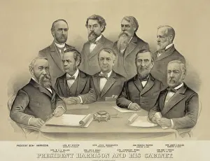 9 People Prints: President Benjamin Harrison and his cabinet, c. 1889