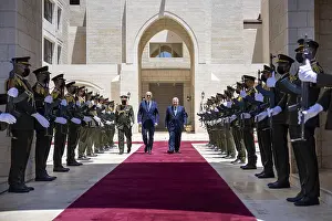 Middle East Prints: President Biden and Palestinian Authority President Mahmoud Abbas walk through an honor guard as the US President