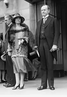 Customs Prints: President Calvin Coolidge and First Lady Grace Coolidge attending Easter Services
