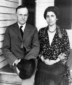 Images Dated 3rd March 2007: President Calvin Coolidge and First Lady Grace Coolidge at his father's farm house in Plymouth