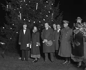 Christmas Prints: President Calvin Coolidge and First Lady Grace at the lighting of the National Christmas Tree