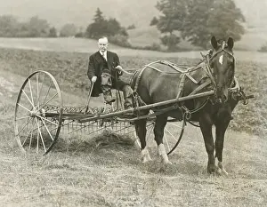 Vermont Prints: Former President Calvin Coolidge raking hay at his childhood home in Plymouth Notch