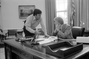 Jody Prints: President Carter and his Chief of Staff Hamilton Jordan working on Panama Canal Treaty in the White House Oval Office