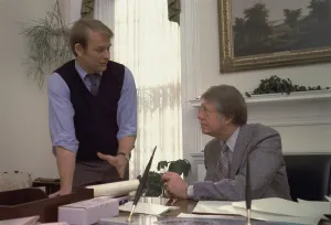 Jody Prints: President Carter and his Press Secretary Jody Powell in conversation in the White House Oval Office