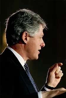 Hand Gesture Prints: President Bill Clinton speaking about NATO peace-keeping operations in Bosnia on Feb