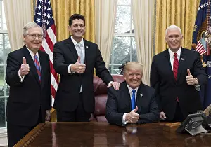 Thumbs Up Prints: President Donald J. Trump celebrates the passage of the Tax Cuts Act, Dec. 20, 2017