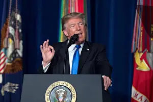 Hand Gesture Prints: President Donald Trump addresses the nation on his administrations new strategy in Afghanistan and South Asia