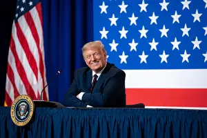 Treatments Prints: President Donald Trump at an American Red Cross meeting on blood plasma donation during the COVID-19 pandemic