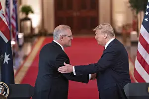 Morrison Prints: President Donald Trump and Australian Prime Minister Scott Morrison hold a joint press at the White House