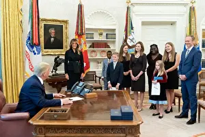 Supreme Court Prints: President Donald Trump and First Lady Melania Trump meet with Judge Amy Coney Barrett and her family in the Oval Office