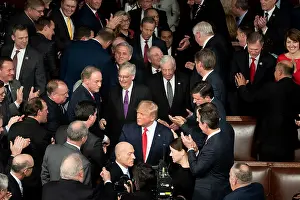 6 People Prints: President Donald Trump is greeted by members of Congress prior to delivering the State of the Union address